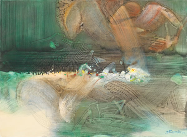 朱德群 《异乡》 1990 油彩 画布 73 x 100 cm