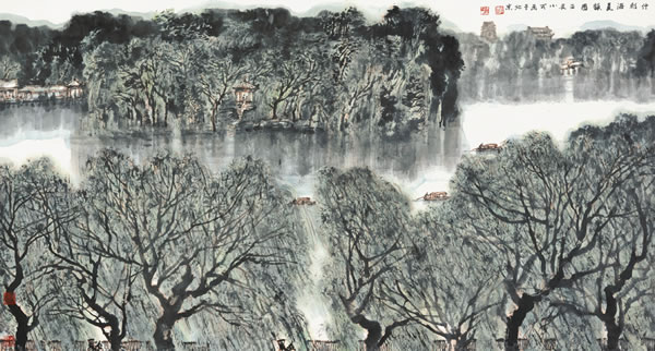 李小可 《什刹海夏韵图》 96×180cm 2012年作