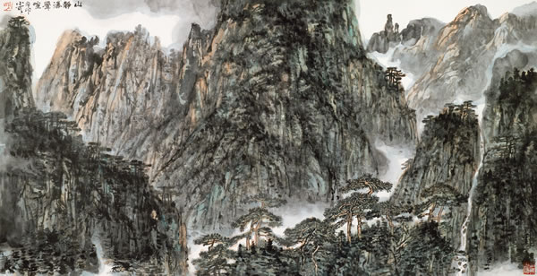 李小可 《山静瀑声喧》  70.5×138cm 2011年作