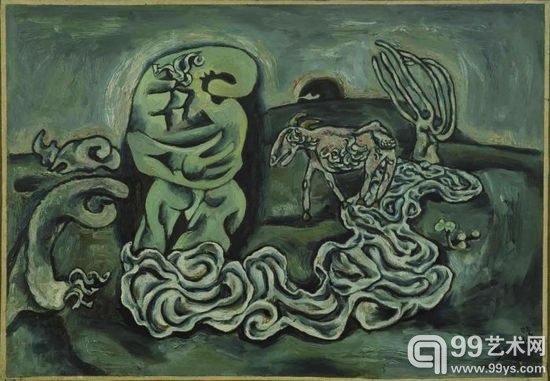《充满色彩的幽灵：初生的幽灵》纸本油画 昆明 54.5×79cm 1984