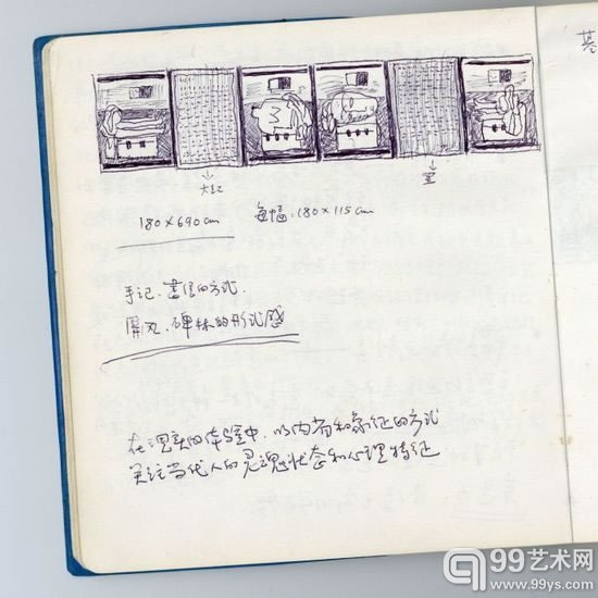 《手记3号：致不为人知的历史作家》草图 纸本 18.6×17cm 1981