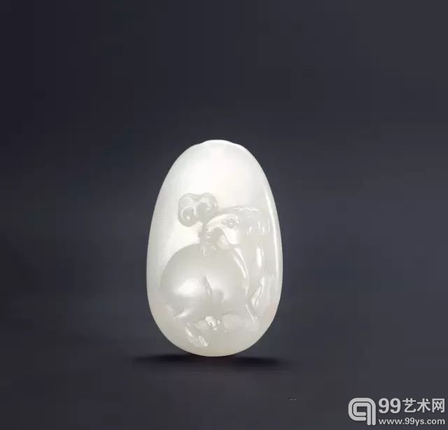 郭万龙 白玉雕样样如意佩 新疆和田籽玉 3.43 × 2.22 × 0.85 cm 10 g 无底价