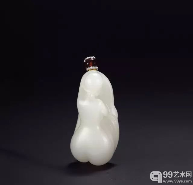 孟庆东 白玉雕颜如玉把件 俄罗斯白玉 4.75 × 2.35 × 2 cm 33 g 无底价