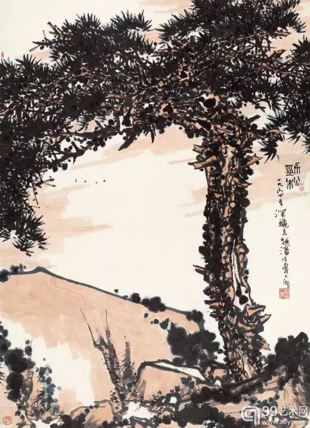 潘天寿 劲松 立轴 设色纸本 1964年作 207 × 151 cm