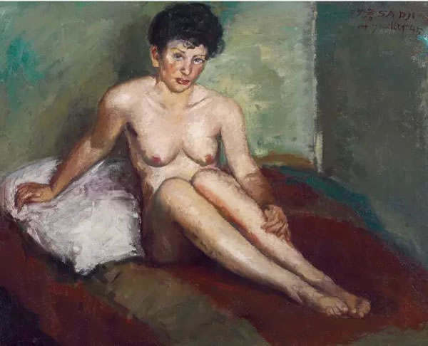 沙耆 比利时女肖像（裸女） 1945年 布面 油画 64 × 80 cm