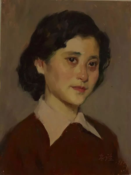 靳尚谊 竹竹像 1980年 纸本 油画 40.5 × 30.5 cm
