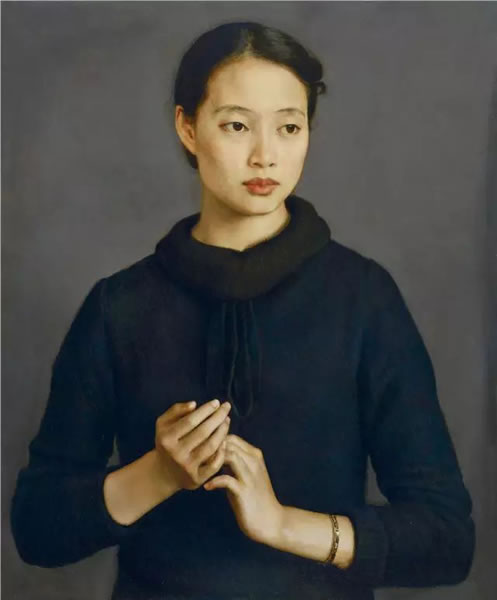 杨飞云 小学教师 1988年 布面 油画 60.5 × 50 cm
