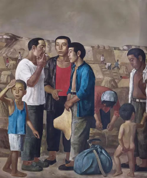 段建伟 麦客到来 1994年 布面 油画 180×150cm