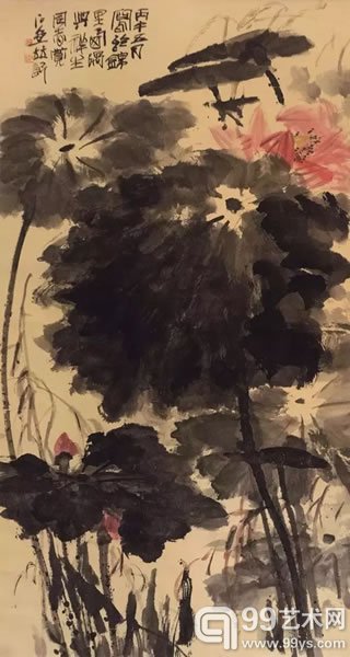 陈子庄(1913-1976) 六郎俏 镜心 设色纸本 118×62 cm. 46 1/2×24 3/8 in. 约6.2平尺 RMB: 3,000-5,000