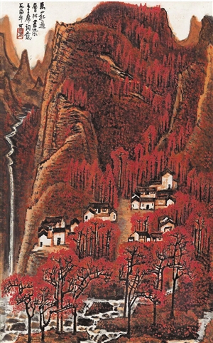 1925年，毛泽东创作了《沁园春·长沙》，1957这首词公开发表，并被选入中学语文教材，其中两句“看万山红遍，层林尽染”，引发了李可染先生的灵感，他一生画了七幅相同题材的画作。 