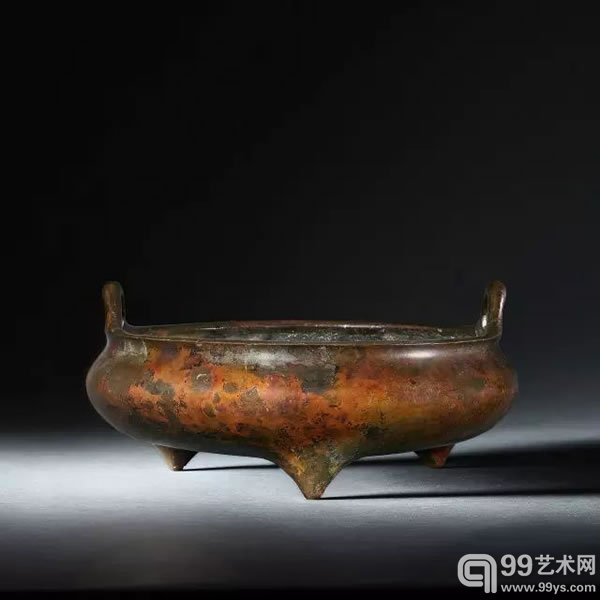 明崇祯 冲耳炉 “清玩家藏”篆书款 口径20.9厘米 高7.7厘米 重3194克