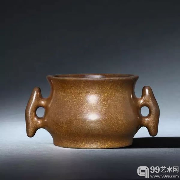 清雍正/乾隆 戟耳簋式炉 “大清宣德年制”楷书款 口径11.1厘米 高8.3厘米 重960克