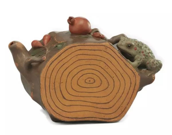 当代 蒋蓉制蛤蟆树桩壶 W 14 cm