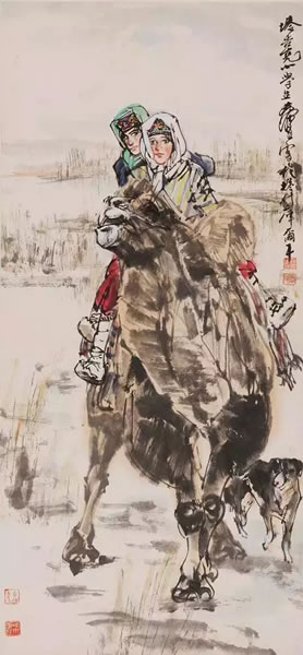 《新疆风情四屏》之《冰山下曾见》、《塔吉克小学生》