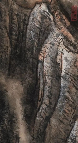 李可染《昆仑雪山图》局部之山体