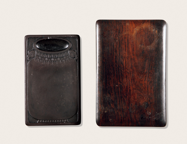 清早期 松门铭人物诗文太平有象端砚 13.9×8.6×1.9cm RMB:80,000-120,000