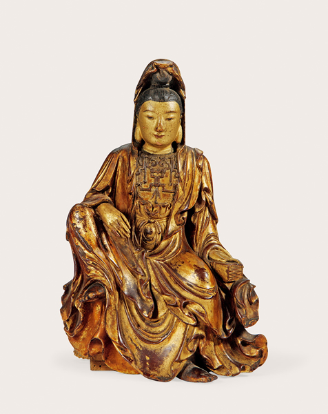 明末清初 木胎金漆自在观音 高 21.7 cm RMB: 180,000 - 280,000