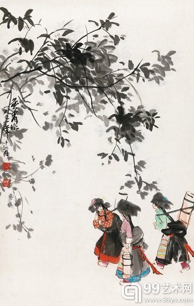 黄胄 背水姑娘 立轴 设色纸本 1961年作 82 × 51.5 cm RMB: 220,000-320,000