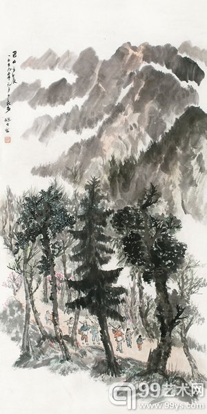 赵望云 巴山之晨 镜心 设色纸本 1959年作 136 × 67.5 cm RMB: 1,000,000-1,500,000