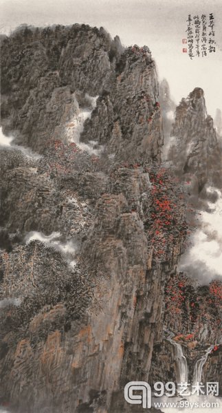 刘波，中国画、《王莽岭秋韵》180×98cm