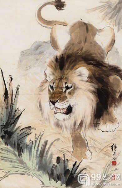 刘继卣 狮子 镜心 设色纸本 89.5 × 58.5 cm RMB: 350,000-550,000