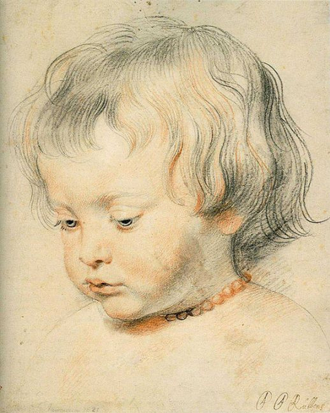 鲁本斯画家之子尼古拉斯肖像约1620年黑、红粉笔，纸本，25.2x20.3cm Albertina, Vienna