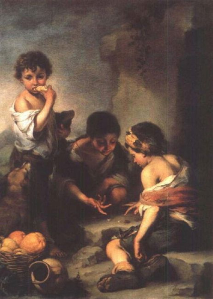 穆里略街头的流浪儿约1670-1675年画布油画，146x108cm Alte Pinakothek, Munich