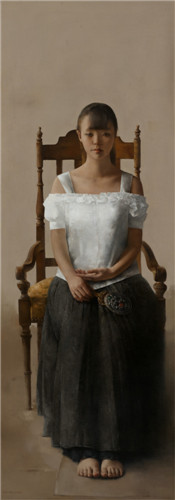 徐明《关于椅子的记忆蓉蓉（一）》  158x60cm 布面油画 2013