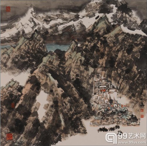 张文华《青藏高原》68x68cm 纸本水墨 2015