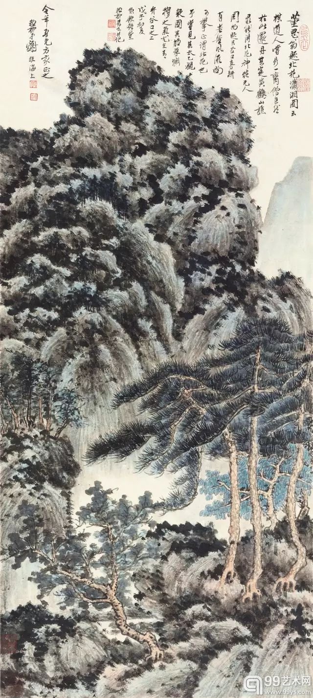 谢稚柳 潇湘图 纸本立轴 1948年作 尺寸：83×38 cm RMB: 800,000-1,000,000