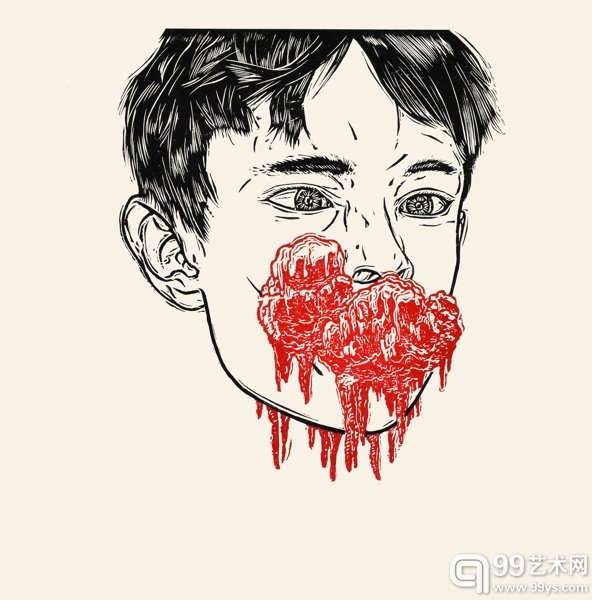 蔡远河《不规则圆及其臆想XIII》 套色木刻 40X40cm 2015