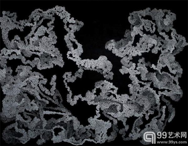 《线系列-繁殖-NO2-【重启】》Kumi usui （日本）架上布面混合材料180x140cm2013