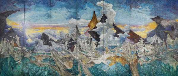 谭恩《云端之上》  300x700CM 布面油画 2014