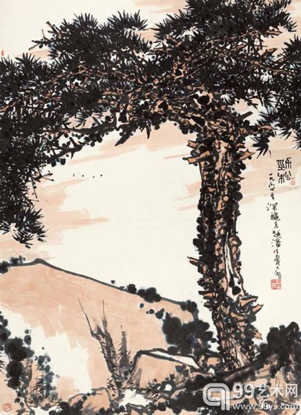 潘天寿 劲松 立轴 设色纸本 1964年作 207 × 151 cm 成交价:RMB 93,150,000