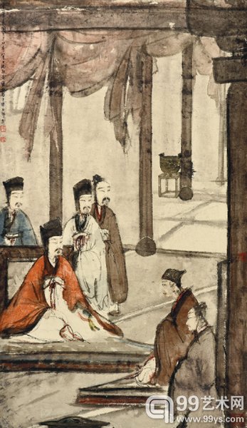 傅抱石 郑庄公见母 立轴 设色纸本 1945年作 105 × 60 cm 成交价:RMB 79,925,000