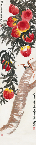 齐白石 吉寿永昌 立轴 设色纸本 243 × 61.5 cm 成交价:RMB 41,400,000