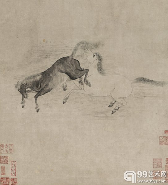 石涛 双骥图 镜心 水墨纸本 庚申(1680年)作 88.5 × 44 cm 成交价:RMB 32,200,000