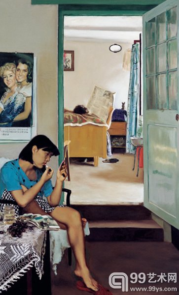 赵半狄 涂口红的女孩 90年代初 布面 油画 170 × 109 cm 成交价:RMB 13,800,000