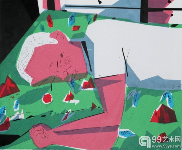获奖作品：龚斌《没脑子先生》丝网版 30x35cm 2014