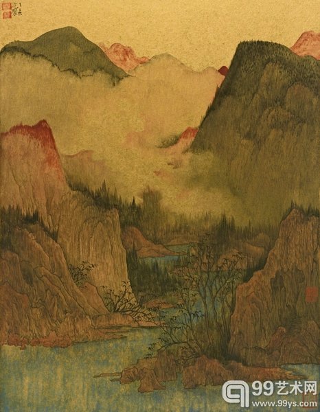 徐光聚 重彩山水·疏林    41cmx32cm 2015年