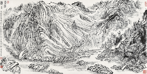 张仃《巫溪渡口》