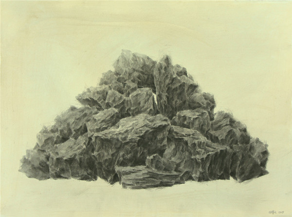 石博文-《叠石成山 No.1》-56x76cm-纸本 综合材料 -2015