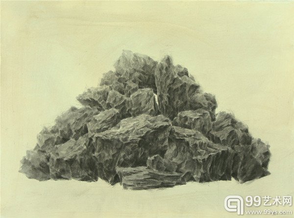 石博文-《叠石成山 No.1》-56x76cm-纸本 综合材料 -2015