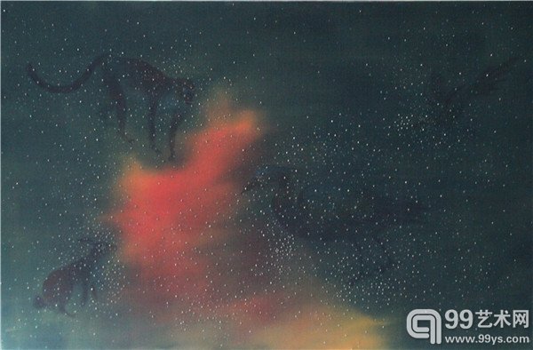 涂少辉《遗忘的星河7》  70x100x15cm 绢本 大头针 不锈钢 2015