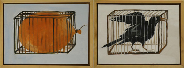 王敏《被困的膨胀和抑郁》 30x40x2     2012年，布面油画