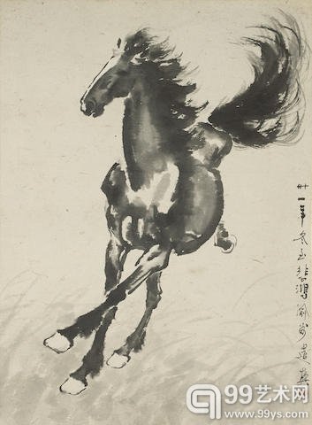 徐悲鸿　奔马　水墨纸本　镜心　一九四二年作 Sold for HK$ 1,180,000