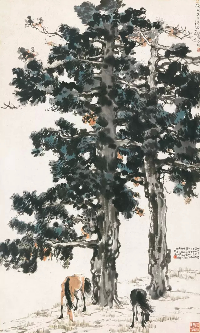 徐悲鸿(1895-1953)古柏双骏