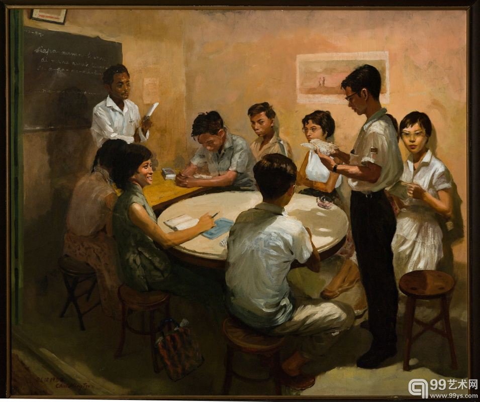 语文课，蔡名智，油画，1959