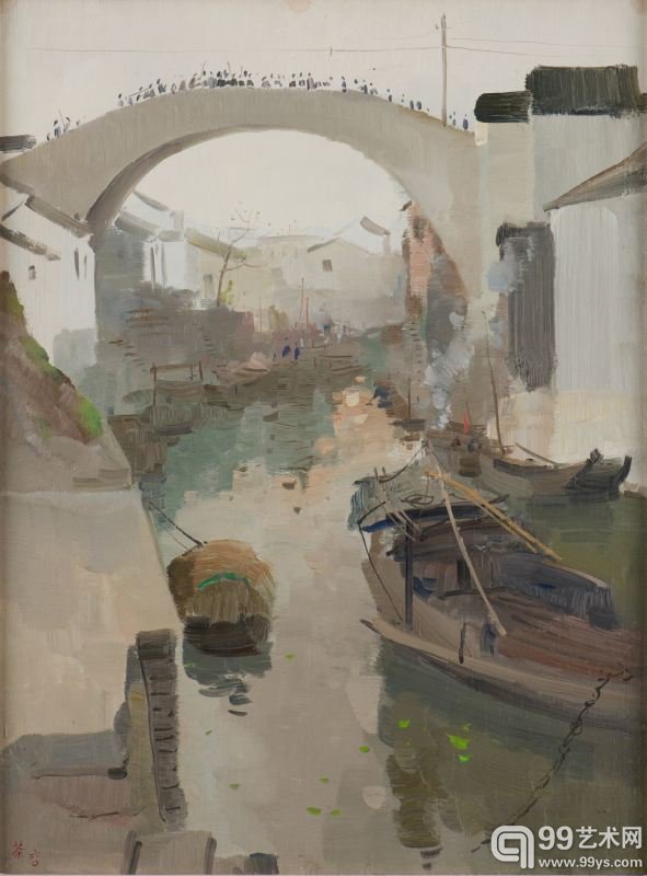 雨后，油画，吴冠中
