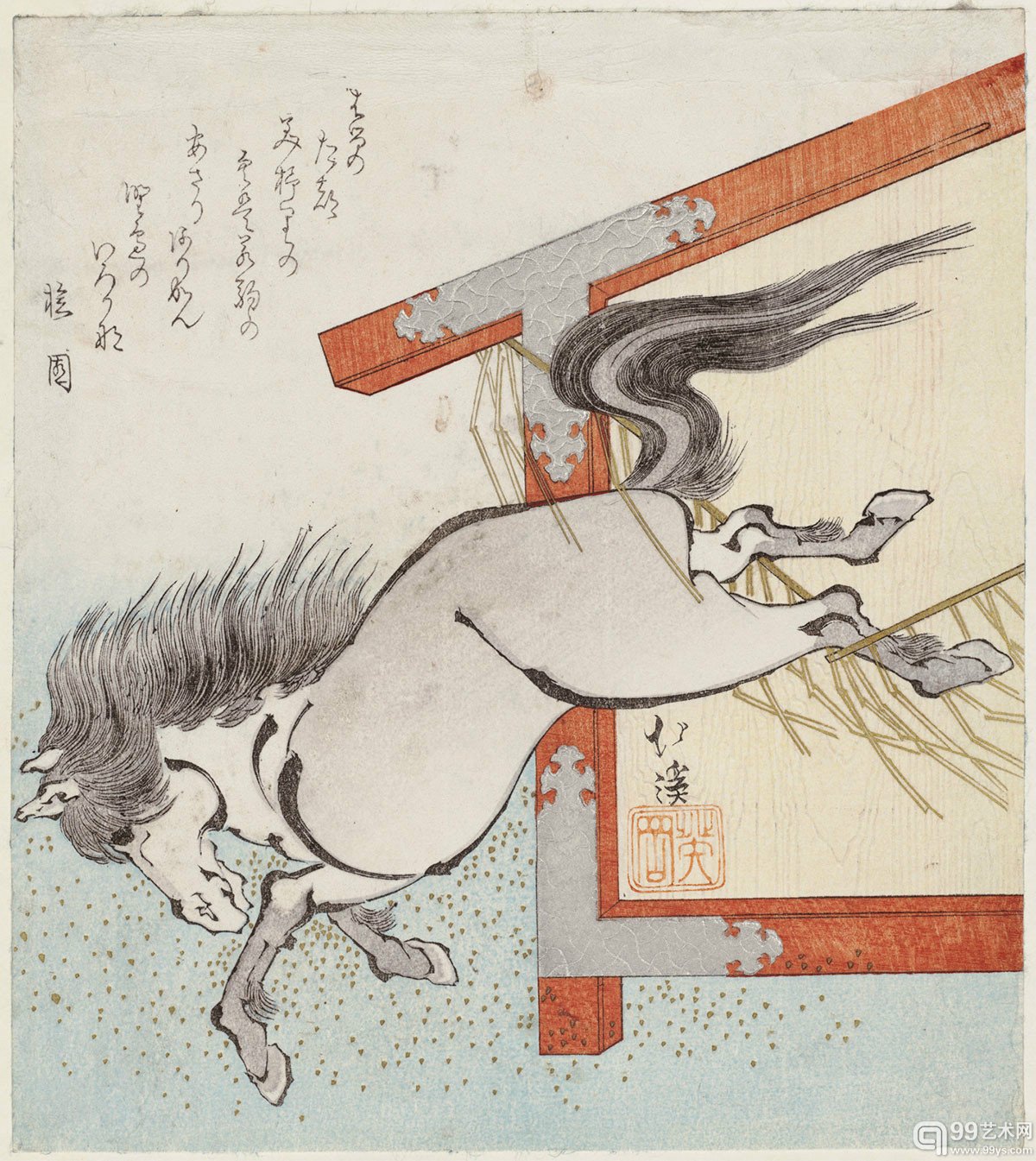 鱼屋北溪《Painted horse escaping from votive plaque》(1834)